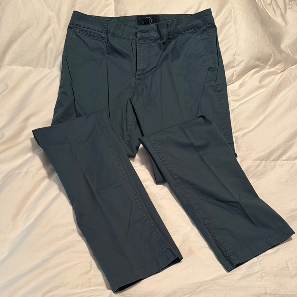 Blue Chinos in Smooth Fabric with Flat Front Design